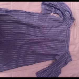 TOBI Blue & White Stripped Off the Shoulder Dress